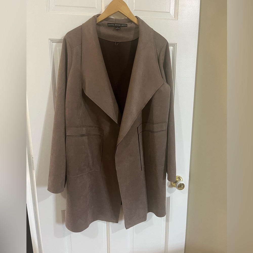 Suede like open front blazer